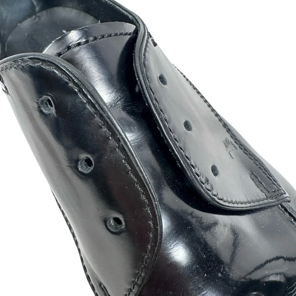 Tods Mens Black‎ Patent Leather Derby Shoes Tuxedo Dress Shoes 10 READ NO LACES